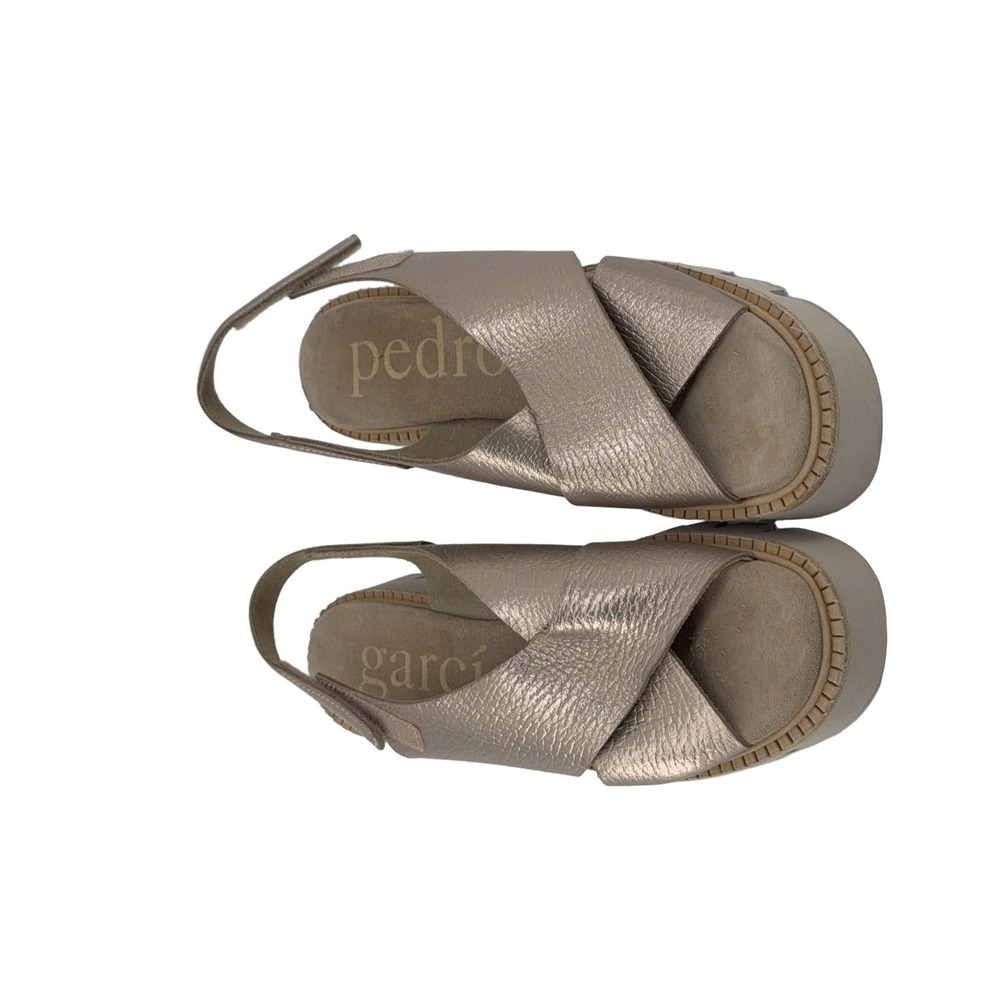 Pedro Garcia Jedda Sandals Women's 39 Metallic Gold Leather Platform Slingback
